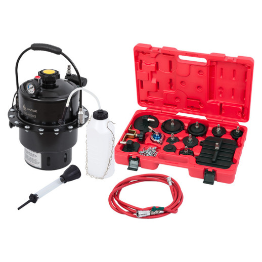 Набор приспособлений для замены тормозной жидкости, 6 л, комплект крышек адаптеров, 17 предметов МАСТАК 102-40005