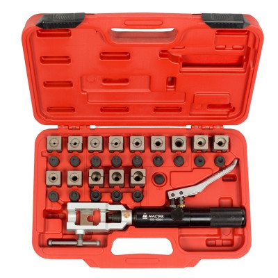 Набор для развальцовки трубок с гидравлическим поршнем, кейс, 30 предметов МАСТАК 102-10031C