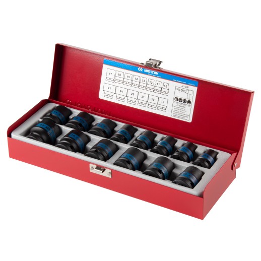 Набор ударных торцевых головок 1/2", шестигранные, 10-27 мм, 14 предметов KING TONY 4414MP