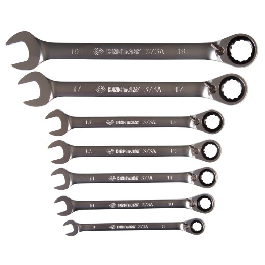 Набор комбинированных трещоточных ключей, 8-19 мм, чехол из теторона, 7 предметов KING TONY 122A07MRN01