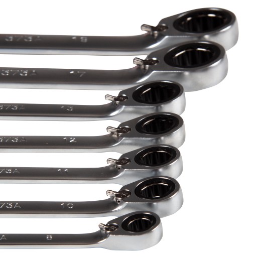 Набор комбинированных трещоточных ключей, 8-19 мм, чехол из теторона, 7 предметов KING TONY 122A07MRN01