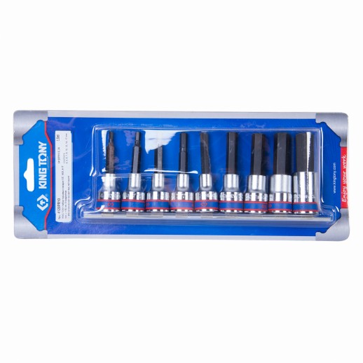 Набор торцевых насадок 1/2", Hex, 4-17 мм, L = 80 мм, 9 предметов KING TONY 4120PR10
