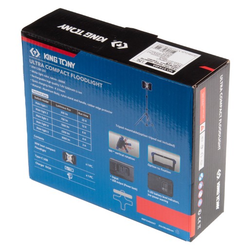 Фонарь-прожектор светодиодный, 1 элемент, Li-Ion, 7,4 В KING TONY 9TA48A