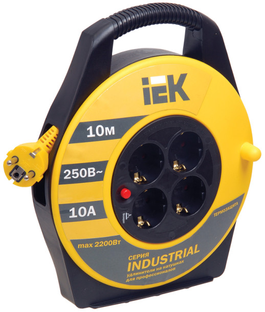 УДЛИНИТЕЛЬ НА КАТУШКЕ"INDUSTRIAL" 10 М, 16 А IEK WKP15-16-04-10