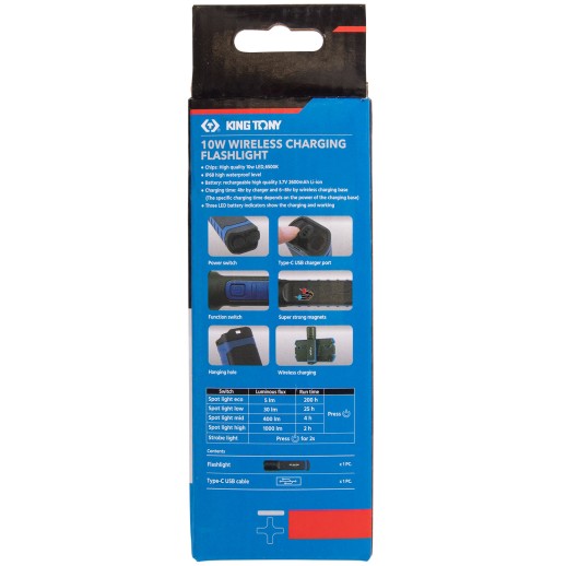 Фонарь светодиодный, 1элемент, Wireless магнитная, Li-Ion, 3,7 В KING TONY 9TA71W