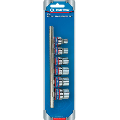 Набор торцевых головок 3/8", TORX Е-стандарт, E8-E18, 6 предметов KING TONY 3106PR