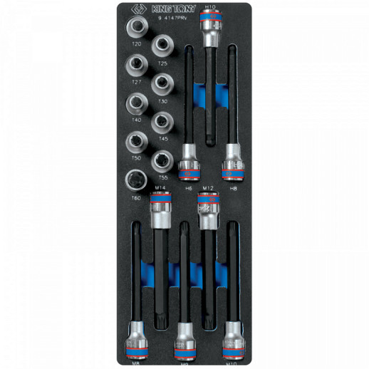 НАБОР НАСАДОК HEX, TORX И SPLINE, ЛОЖЕМЕНТ, 17 ПРЕДМЕТОВ KING TONY 9-4147PRV