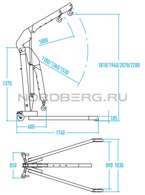 Кран гидравлический складной, г/п 2 т NORDBERG N3720